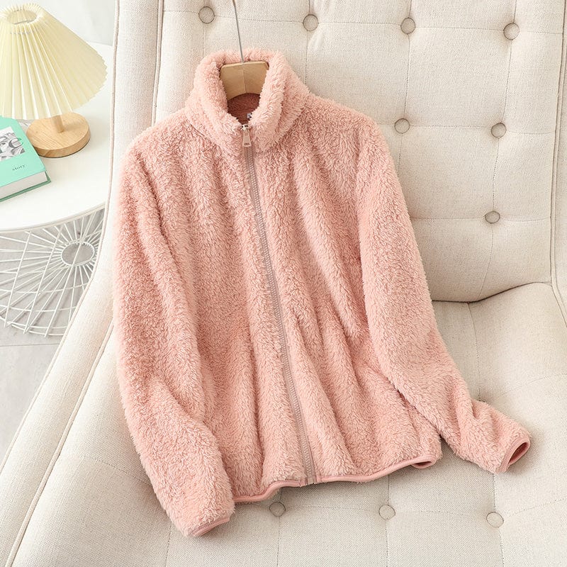 Women's fleece cardigan with refined zip