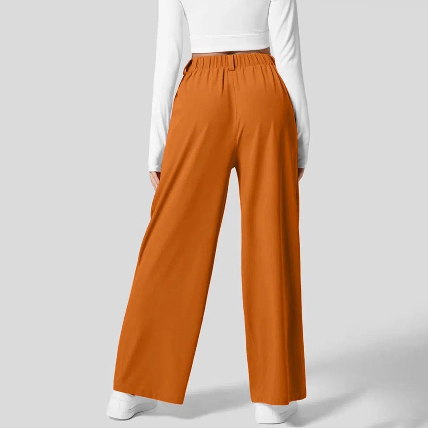 Women's Wide-Leg Trousers - High-Waisted - Pleated Front - Elegant & Flattering Fit