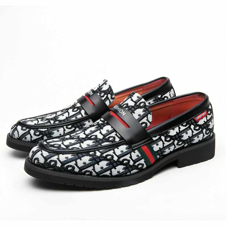 Men's Leather Loafers – Classic Fit – Slip-On Dress Shoe – Fashion Vamp Detail