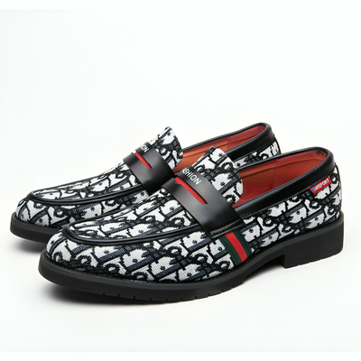 Men's Leather Loafers – Classic Fit – Slip-On Dress Shoe – Fashion Vamp Detail