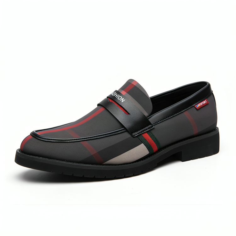 Men's Leather Loafers – Classic Fit – Slip-On Dress Shoe – Fashion Vamp Detail