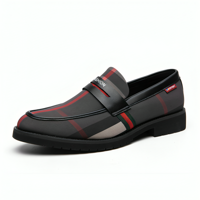 Men's Leather Loafers – Classic Fit – Slip-On Dress Shoe – Fashion Vamp Detail