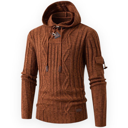 Men's knitted hooded sweater