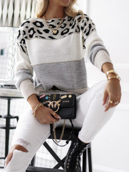 Chic leopard print knit sweater for women