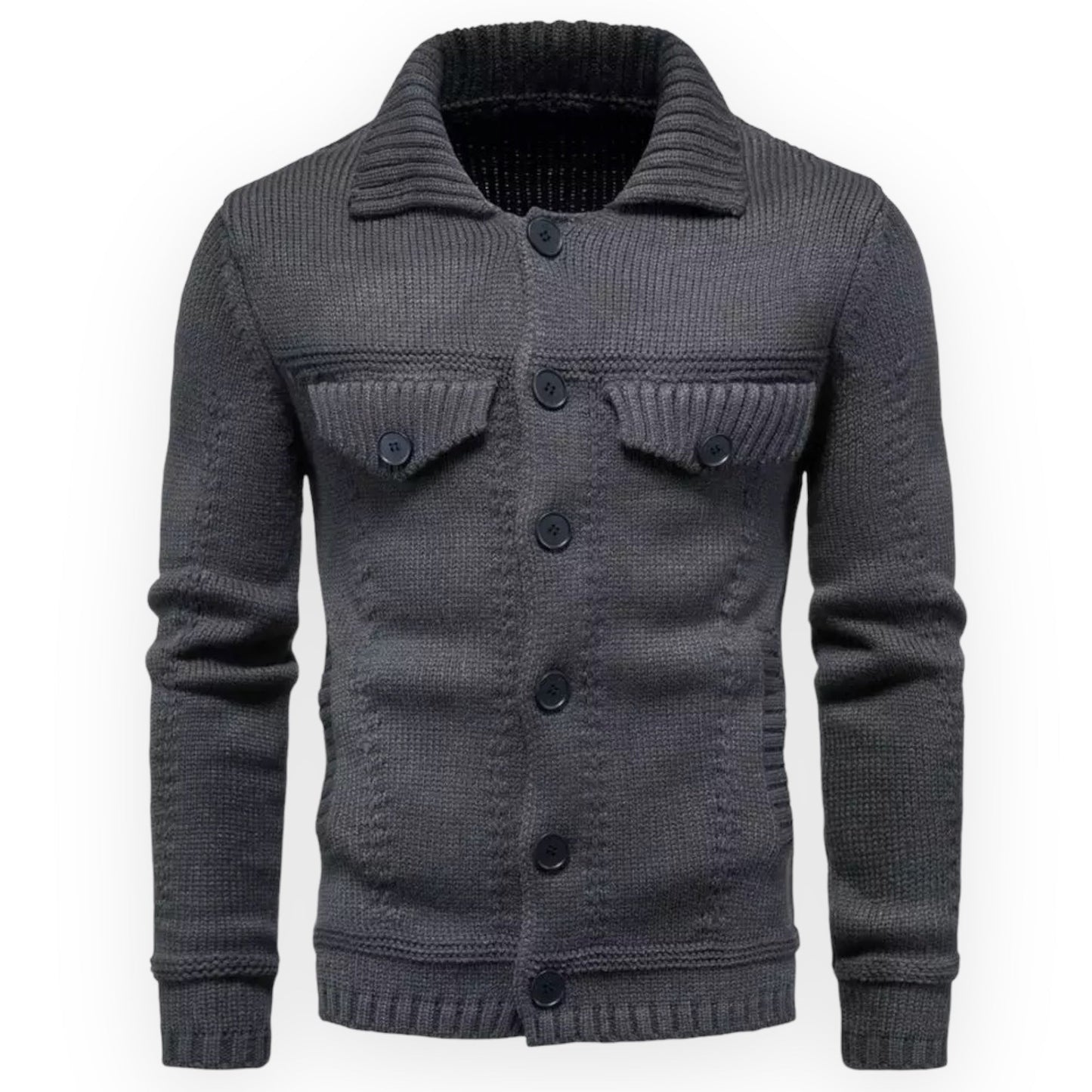 Men’s knitted sweater with button closure