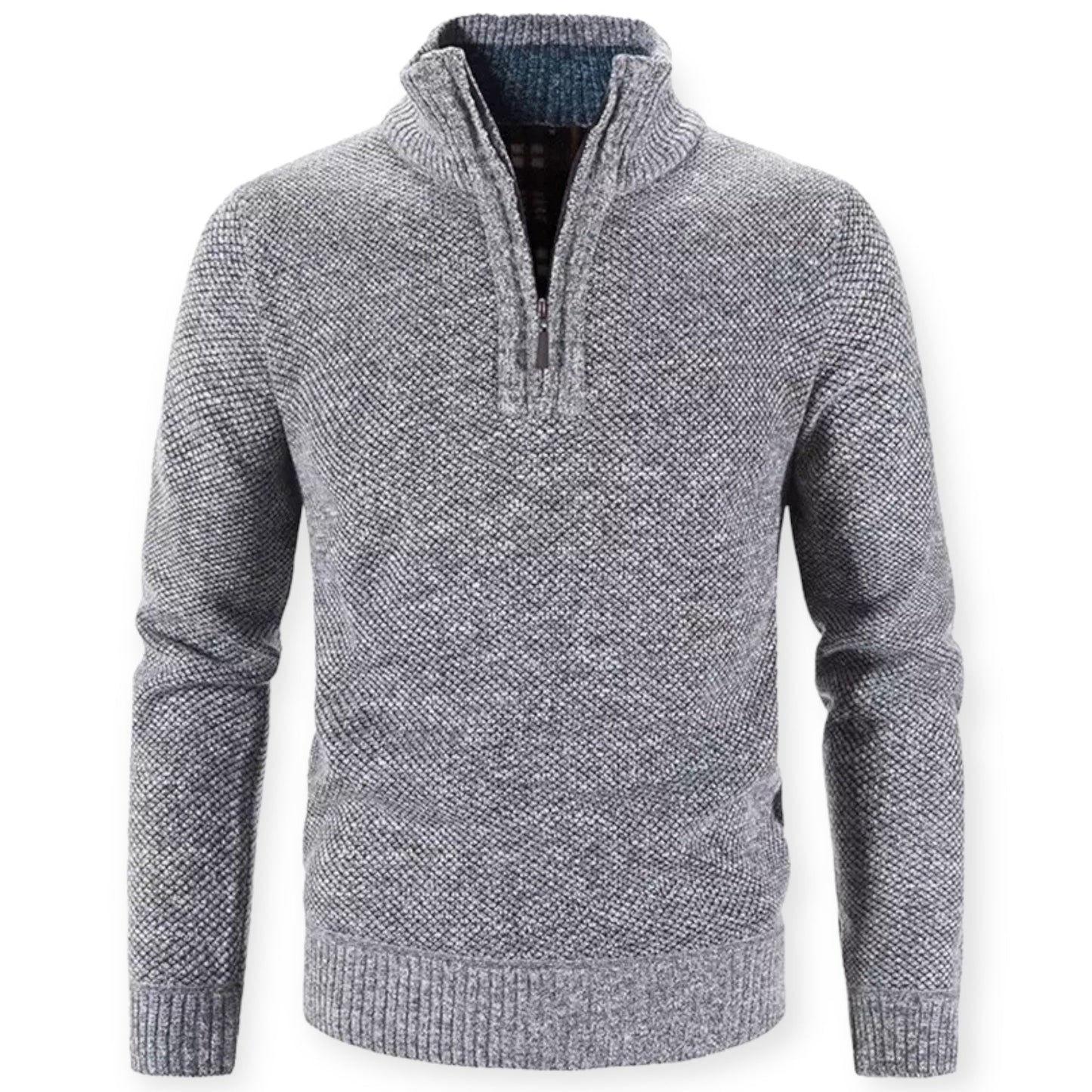 Men's knitted pullover with half-zip