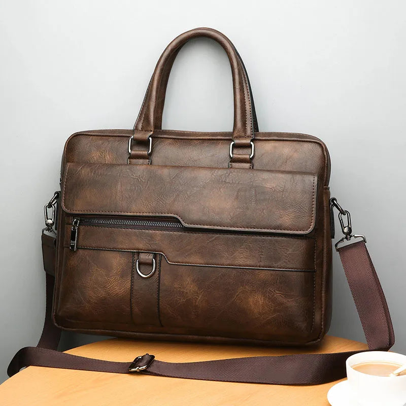 Men’s Shoulder Bag – Smooth Leather – Structured Design – Dual Carry – Office Ready