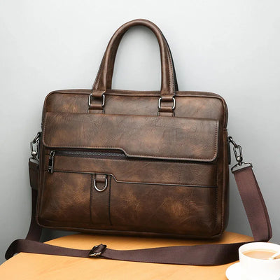 Men’s Shoulder Bag – Smooth Leather – Structured Design – Dual Carry – Office Ready