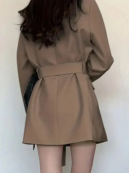 Women’s Blazer Dress – Tailored Fit – Double Breasted – Belted Waist – Long Sleeve