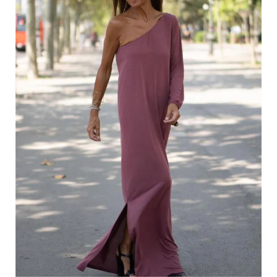 Women’s One Shoulder Dress – Slim Fit – Full Length