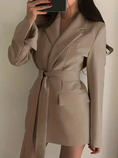 Women’s Blazer Dress – Tailored Fit – Double Breasted – Belted Waist – Long Sleeve
