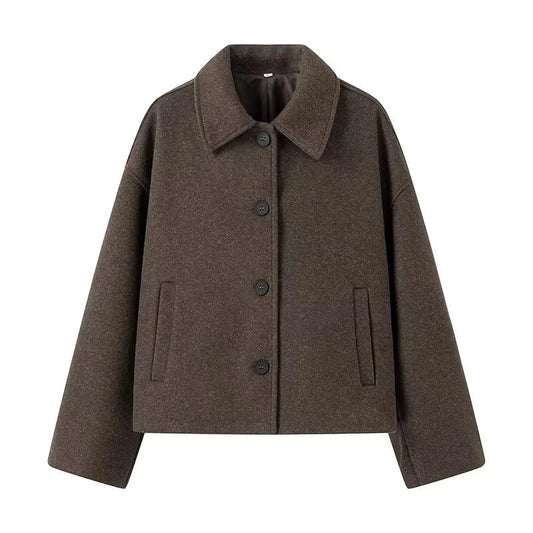 Women’s Jacket – Wool Blend – Boxy Fit – Button Front – Minimalist Style
