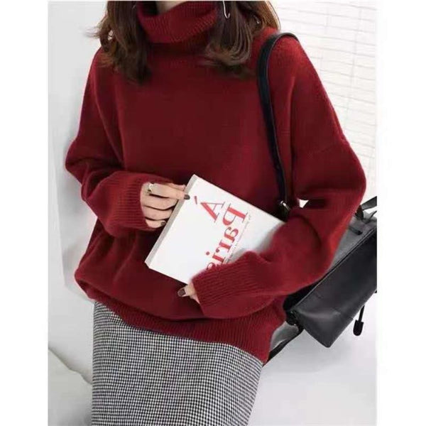 Women’s Turtleneck Sweater – Oversized Fit – Soft Wool – Ribbed Hem and Cuffs
