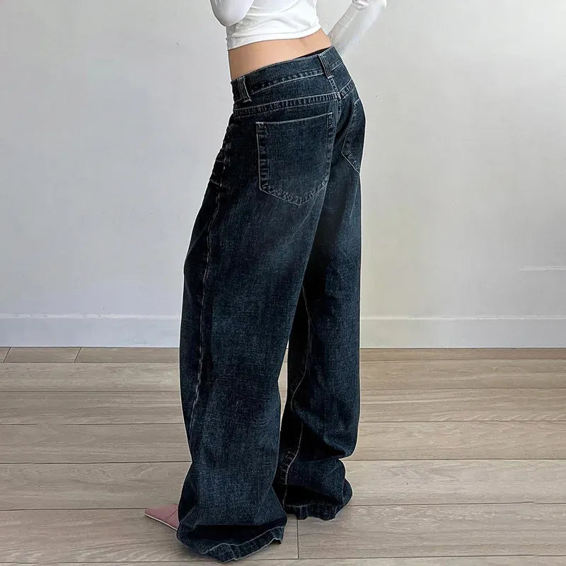 Women’s Wide Leg Jeans – Relaxed Fit – Full Length – Five Pocket Casual Style