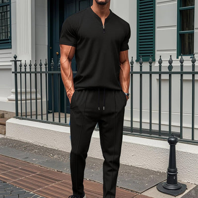 Men’s Fitness Set – Slim Fit – Stretch Fabric – Zipped Top and Joggers