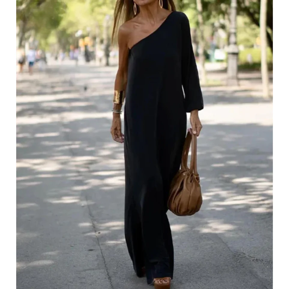 Women’s One Shoulder Dress – Slim Fit – Full Length