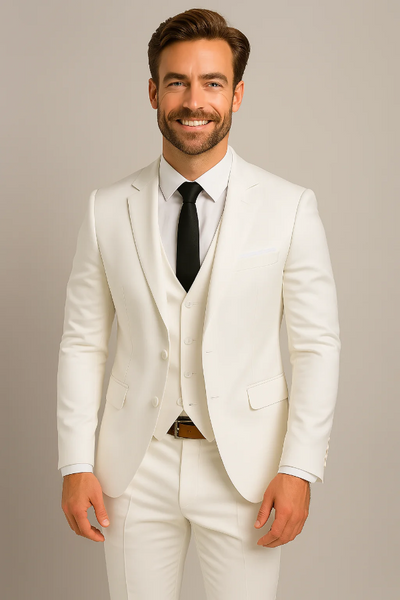 Men’s 3-Piece Suit – Slim Fit – Wool Blend – Notch Lapel – Formal Business Wear
