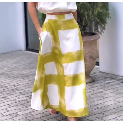 Women’s A-Line Skirt – Midi Length – Checkered Print