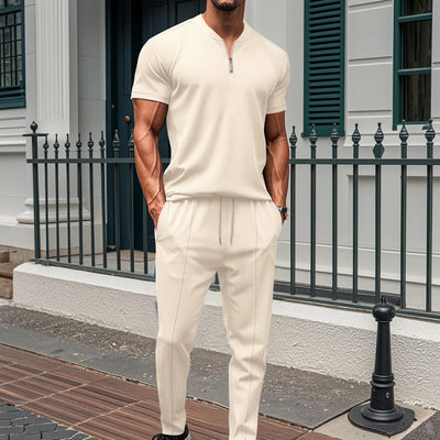 Men’s Fitness Set – Slim Fit – Stretch Fabric – Zipped Top and Joggers