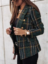 Women’s Blazer – Tailored Fit – Double-Breasted – Printed Woven – Padded Shoulders