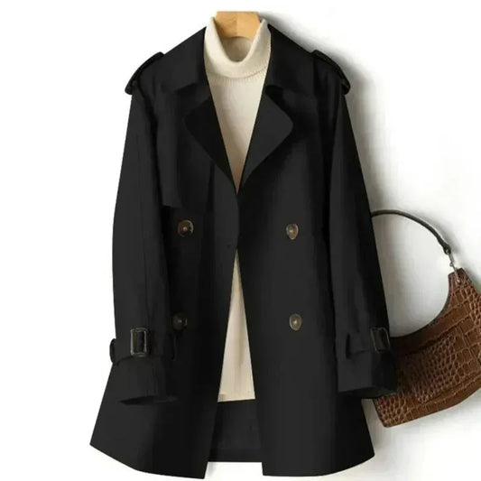 Women’s Trench Coat – Tailored Fit – Double-Breasted – Mid Length – Belted Waist
