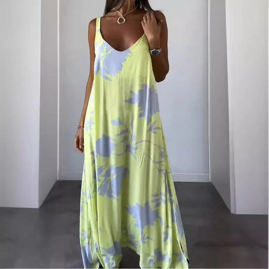 Women’s Maxi Dress – Floral Print – Deep V-Neck – Relaxed Fit – Lightweight Flowing Fabric