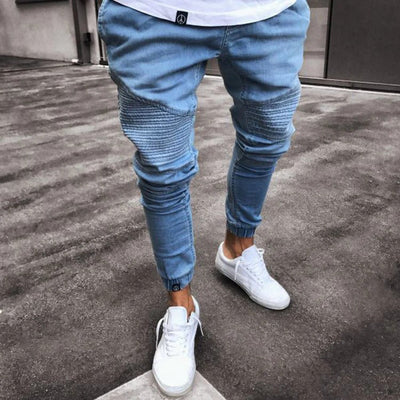 Men’s Jogger Pants – Slim Fit – Cotton Blend – Ribbed Knees – Elastic Cuffs – Full Length