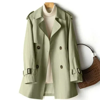 Women’s Trench Coat – Tailored Fit – Double-Breasted – Mid Length – Belted Waist