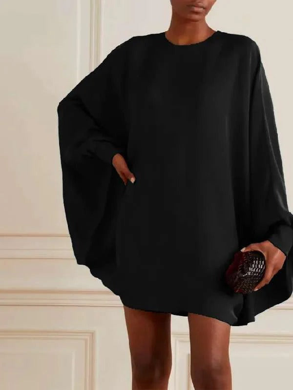 Women’s Mini Dress – Oversized Fit – Wide Sleeves – Silk – Casual Style
