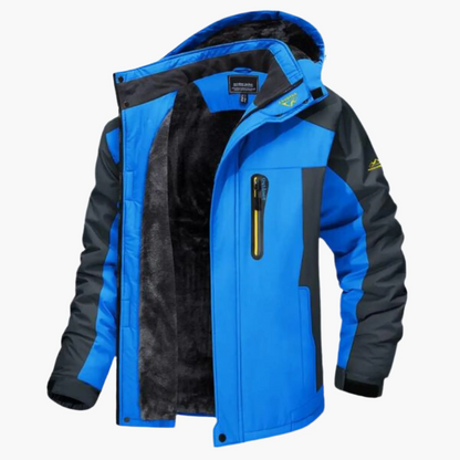 Men’s Outdoor Jacket – Waterproof Hooded – Fleece Lined – Casual Fit – Zipped Pocket