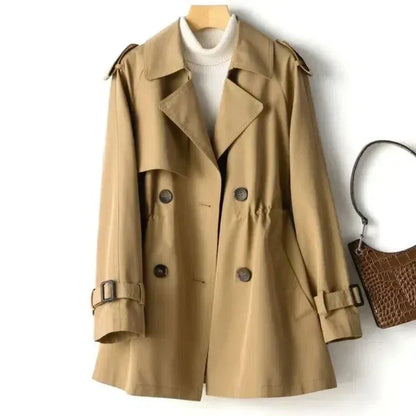Women’s Trench Coat – Tailored Fit – Double-Breasted – Mid Length – Belted Waist