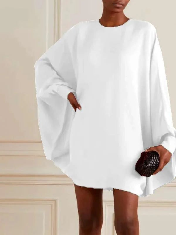 Women’s Mini Dress – Oversized Fit – Wide Sleeves – Silk – Casual Style