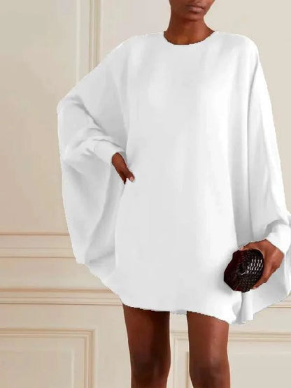 Women’s Mini Dress – Oversized Fit – Wide Sleeves – Silk – Casual Style