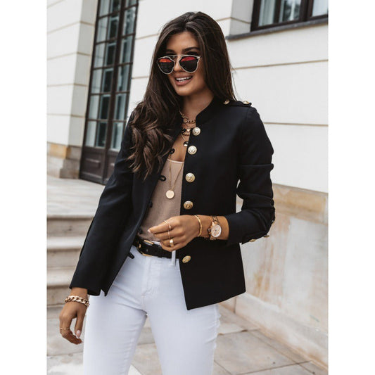 Women’s Blazer – Slim Fit – Double Breasted – Structured Shoulders – Cotton Blend – Waist Length