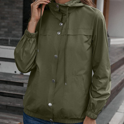 Women’s Rain Jacket – Waterproof Windproof – Relaxed Fit – Hooded Zip Front