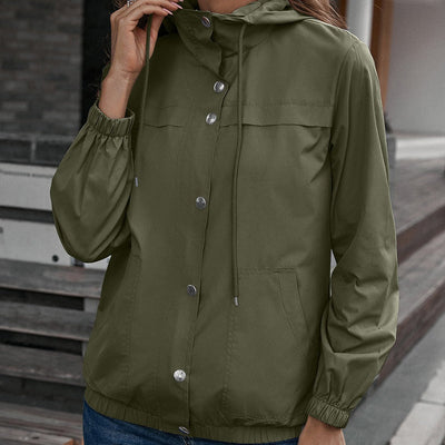 Women’s Rain Jacket – Waterproof Windproof – Relaxed Fit – Hooded Zip Front