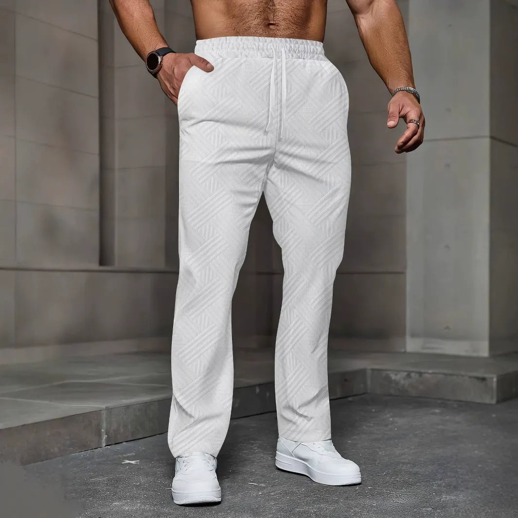 Men’s Jogger Pants – Relaxed Fit – Knit Texture – Elastic Waist – Full Length Casual