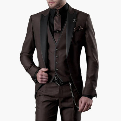 Men’s 3-Piece Suit – Slim Fit Wool Blend – Notched Lapel – Formal Business Wear