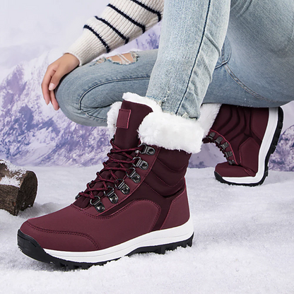 Women’s Mid-Calf Boots – Quilted – Fleece Lined – Lace-Up – Grip Sole – Water-Resistant
