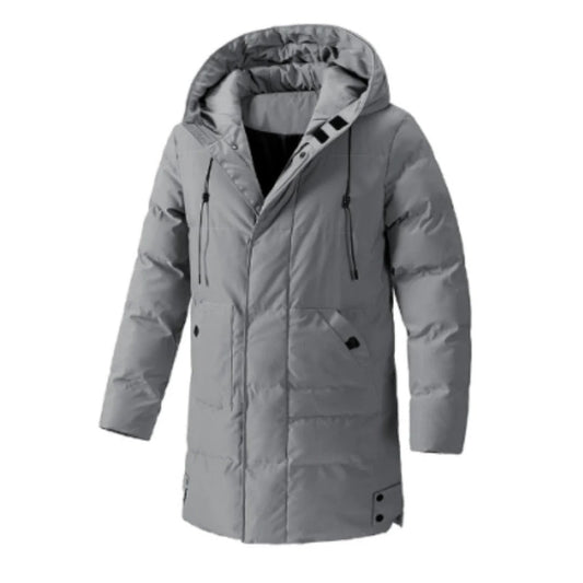 Men’s Hooded Jacket – Water-Resistant – Insulated Quilted – Multi-Pocket Mid-Length