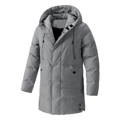 Men’s Hooded Jacket – Water-Resistant – Insulated Quilted – Multi-Pocket Mid-Length