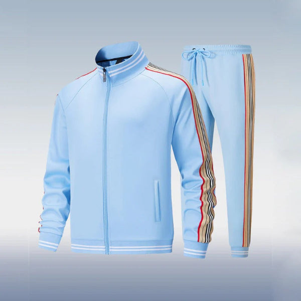 Men’s Two-Piece Tracksuit – Slim Fit – Full Zip Jacket with High Collar – Jogger Bottoms