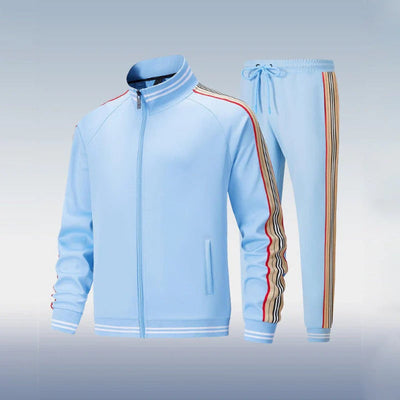 Men’s Two-Piece Tracksuit – Slim Fit – Full Zip Jacket with High Collar – Jogger Bottoms