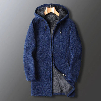 Men’s Hooded Jacket – Relaxed Fit – Textured Fleece – Zip Front
