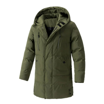 Men’s Hooded Jacket – Water-Resistant – Insulated Quilted – Multi-Pocket Mid-Length