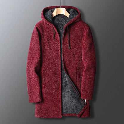 Men’s Hooded Jacket – Relaxed Fit – Textured Fleece – Zip Front