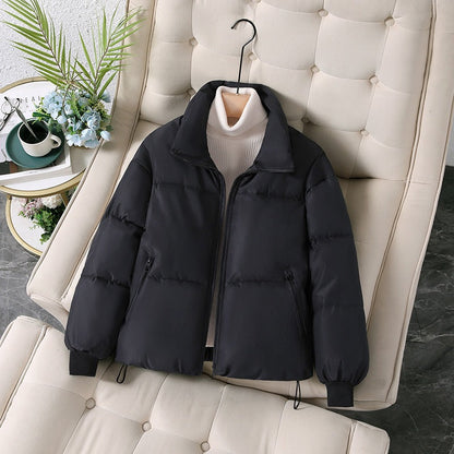 Women’s Puffer Jacket – Oversized Fit – Quilted Cotton Blend – Stand-Up Collar