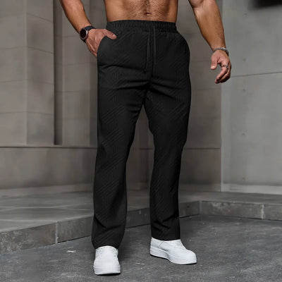 Men’s Jogger Pants – Relaxed Fit – Knit Texture – Elastic Waist – Full Length Casual