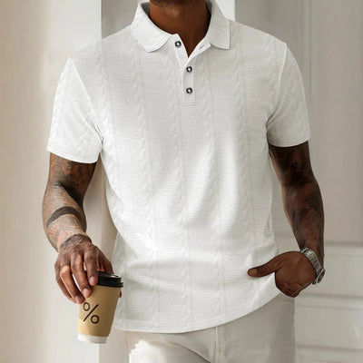 Men’s Polo Shirt – Textured Jacquard – Regular Fit – Short Sleeve – Button Placket
