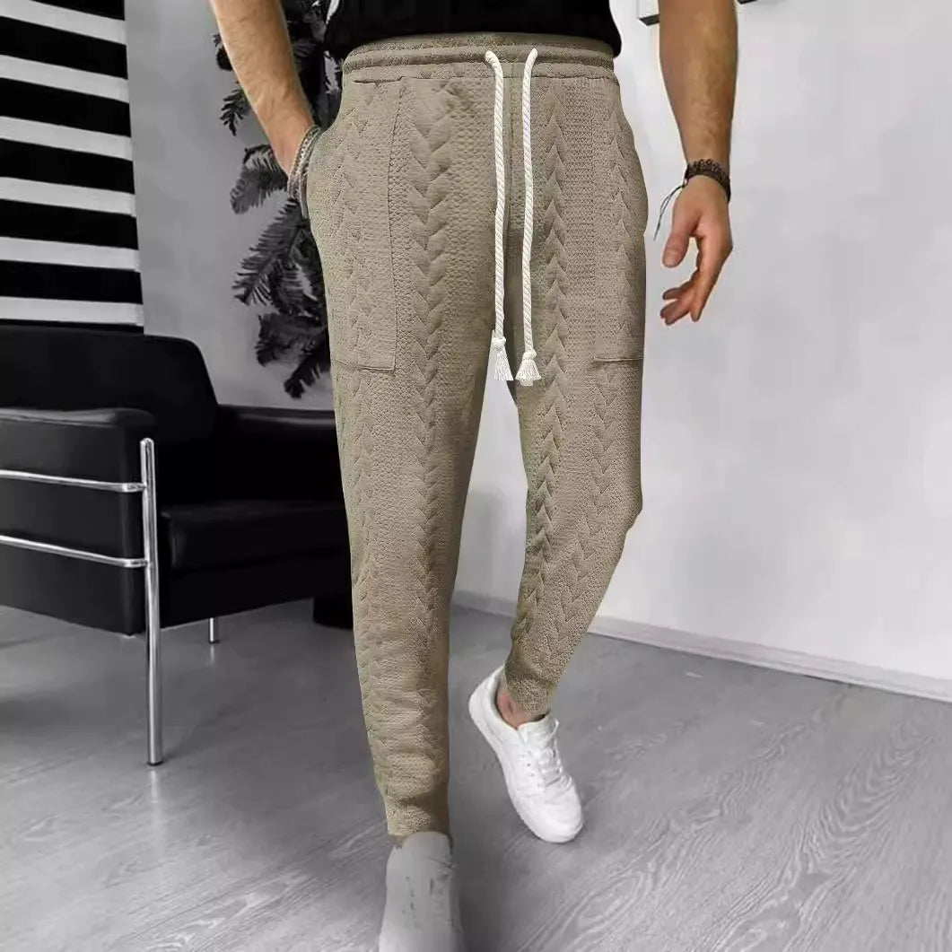 Men’s Jogger Pants – Jacquard Texture – Tapered Fit – Drawstring Waist – Cuffed Ankles
